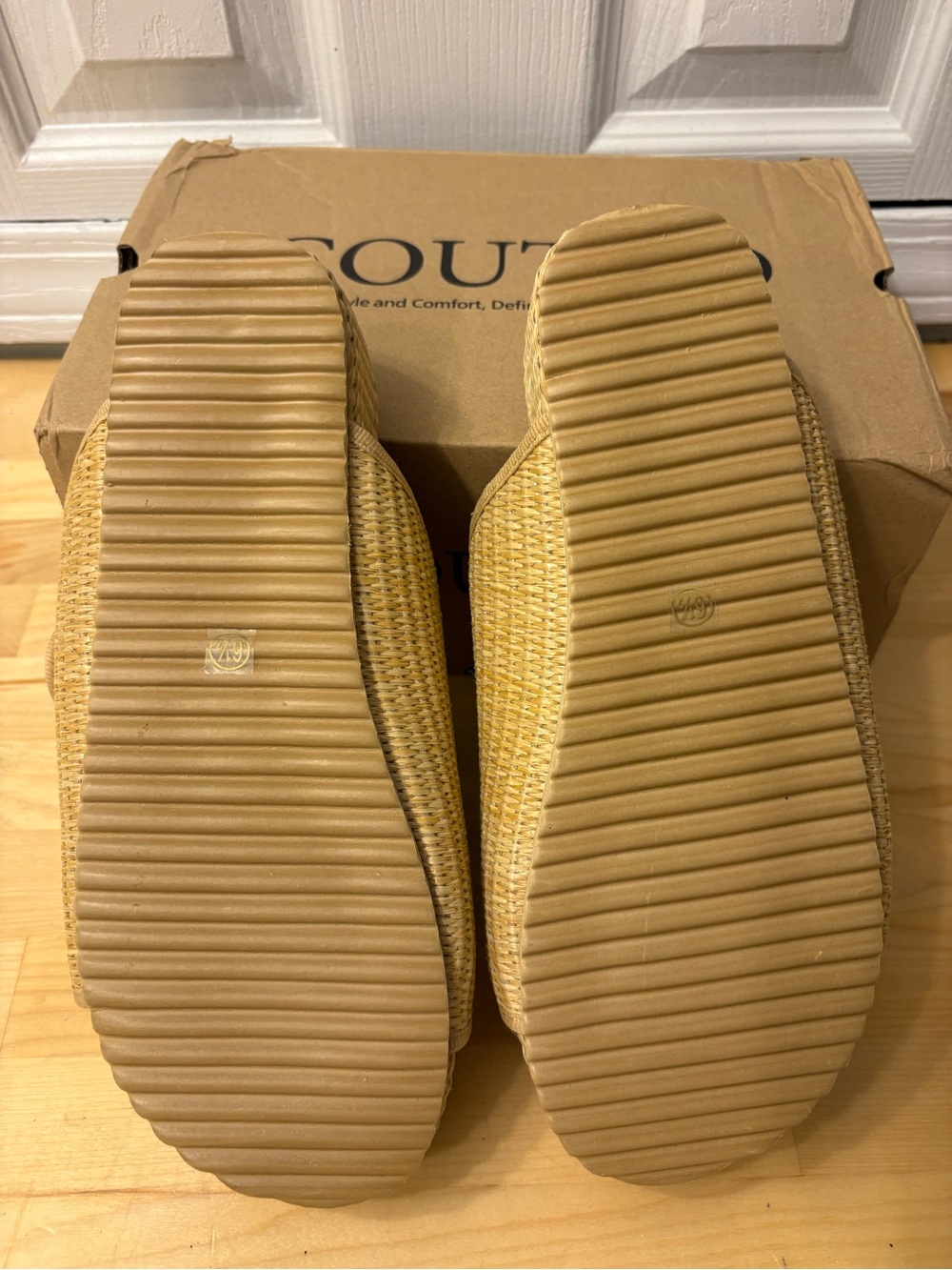 Coutgo Tan Woven Platform Slide Mules - Picture 6 of 9